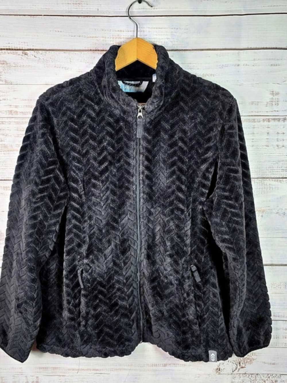 Free Country Women’s Black Plush Fleece Full Zip Jacket Size XL